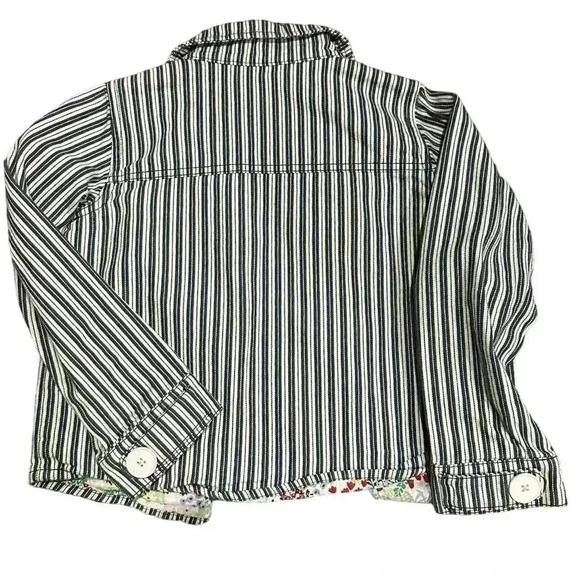 Hanna Andersson Blue Striped Floral Jacket Girls Size 120 / 6-7 - Picture 2 of 3